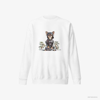 Chihuahua Meditating Among Japanese Flora White Sweatshirt