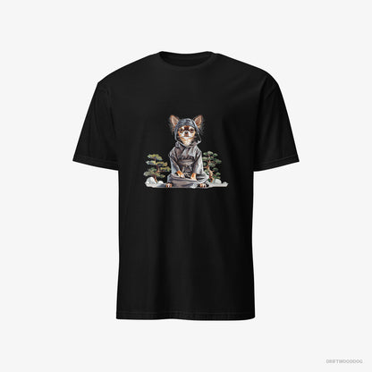 Chihuahua Meditating Among Japanese Flora Black T-Shirt