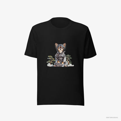 Chihuahua Meditating Among Japanese Flora Black T-Shirt