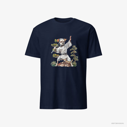 Chihuahua T-Shirt – Men Navy T-Shirt Classic – Practicing Ninja Moves (on White Background)