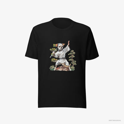 Chihuahua T-Shirt – Men Black T-Shirt Eco-Friendly – Practicing Ninja Moves (on White Background)