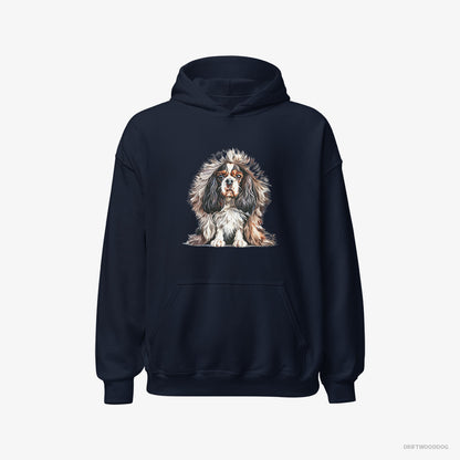 Cavalier King Charles Spaniel in Furry Jacket Navy Hoodie