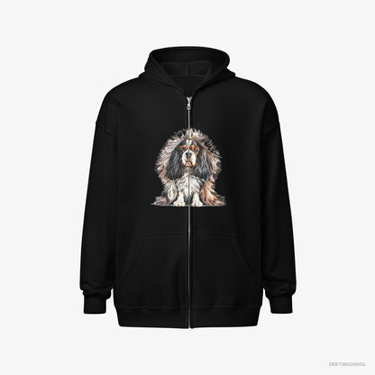 Cavalier King Charles Spaniel in Furry Jacket Black Hoodie