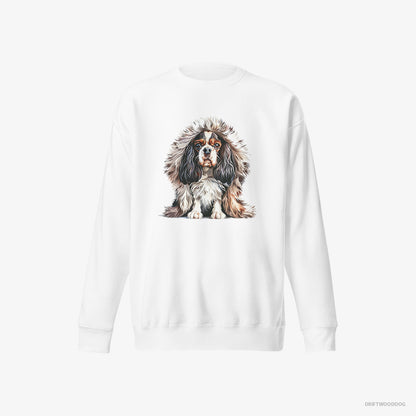 Cavalier King Charles Spaniel in Furry Jacket White Sweatshirt