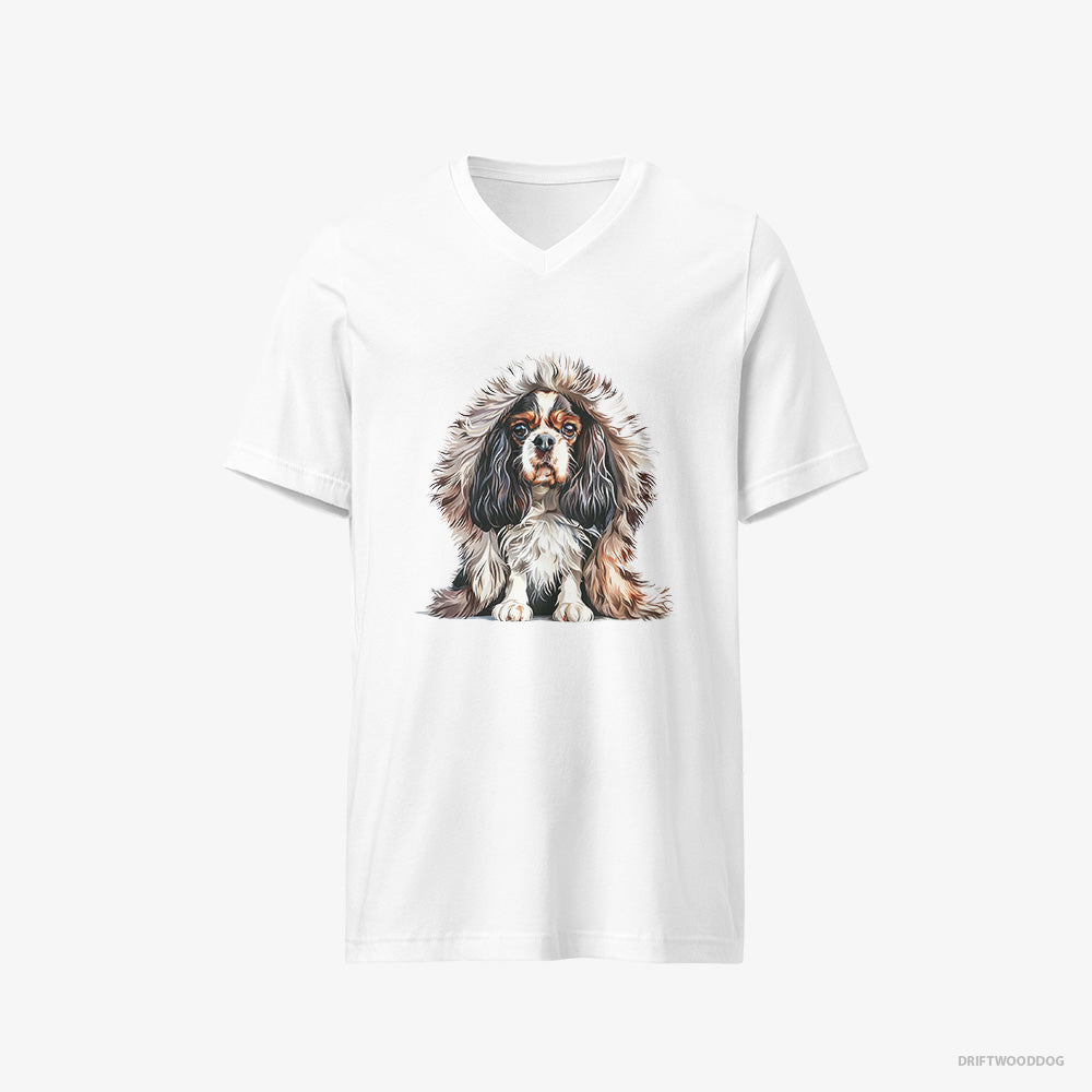 Cavalier King Charles Spaniel in Furry Jacket V-Neck T-Shirt