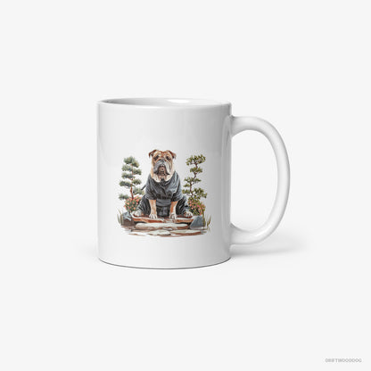 Bulldog Finding Inner Peace in a Japanese Garden White Mug