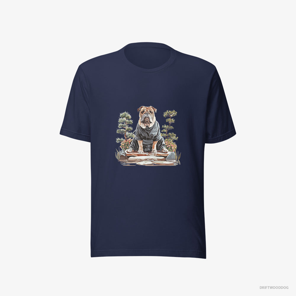 Bulldog Finding Inner Peace in a Japanese Garden – Men's T-Shirt Navy Eco – Eco-Friendly