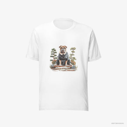 Bulldog Finding Inner Peace in a Japanese Garden White T-Shirt