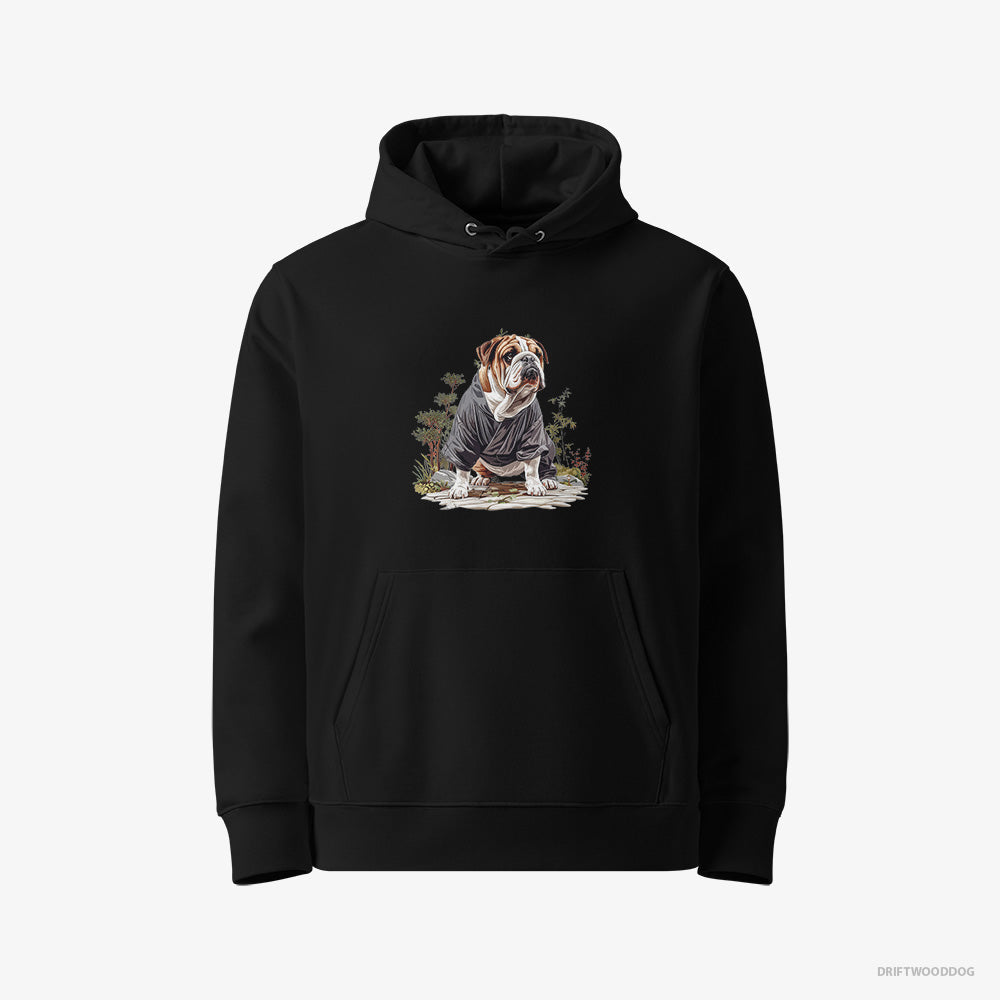 Bulldog in the Heart of a Japanese Garden – Women's Hoodie Black Eco – Eco-Friendly