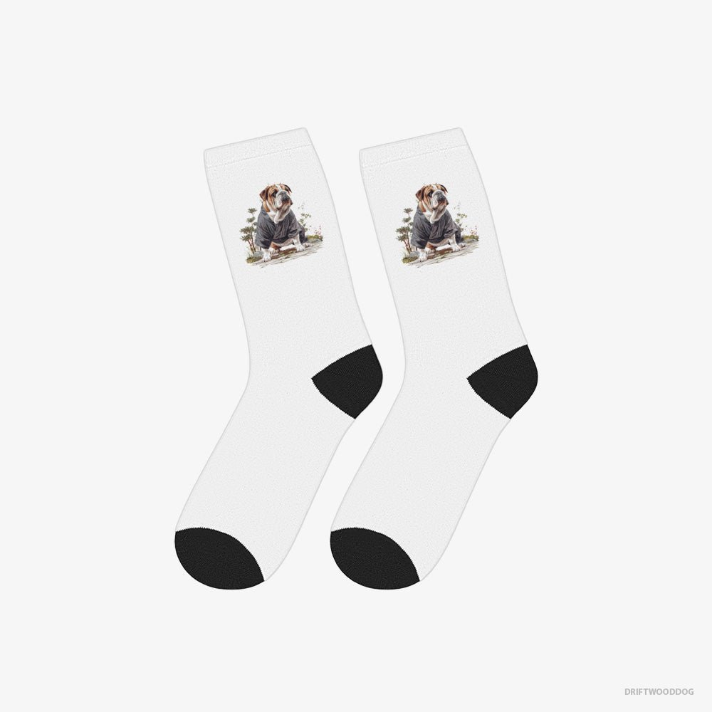 Bulldog in the Heart of a Japanese Garden – Socks White Eco – Eco-Friendly