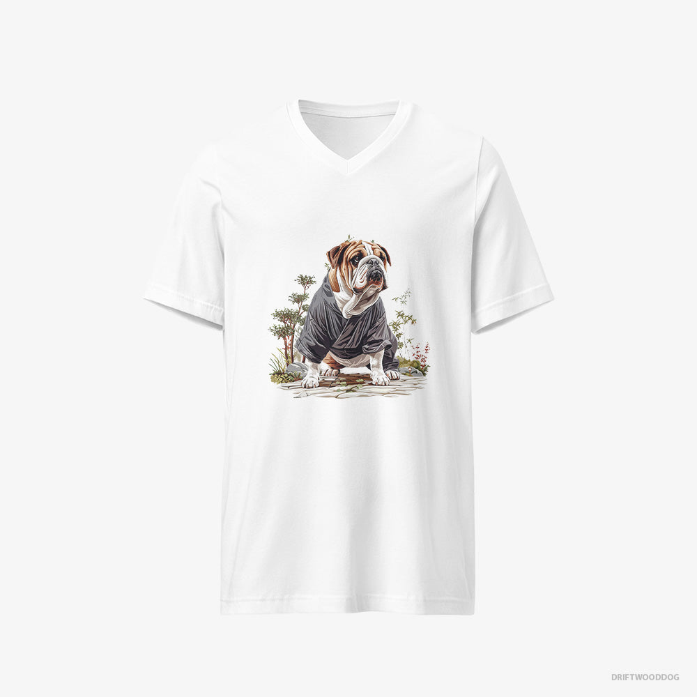 Bulldog in the Heart of a Japanese Garden V-Neck T-Shirt