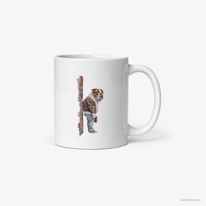 Bulldog Making Street Art White Mug