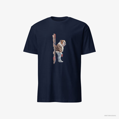 Bulldog Making Street Art Navy T-Shirt