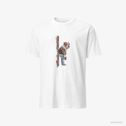 Bulldog Making Street Art White T-Shirt