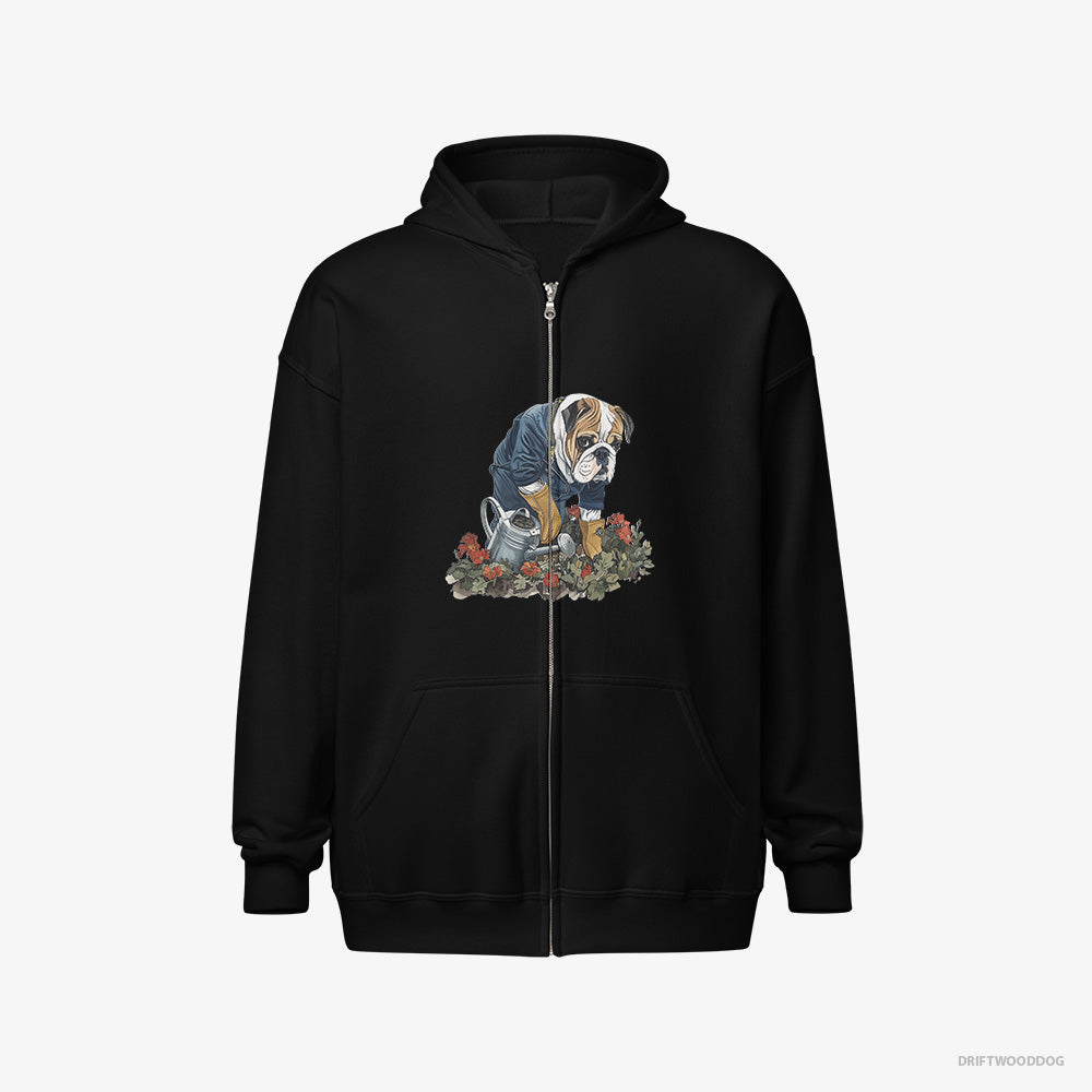 Bulldog Caring for Beautiful Flowers Full-Zip Hoodie