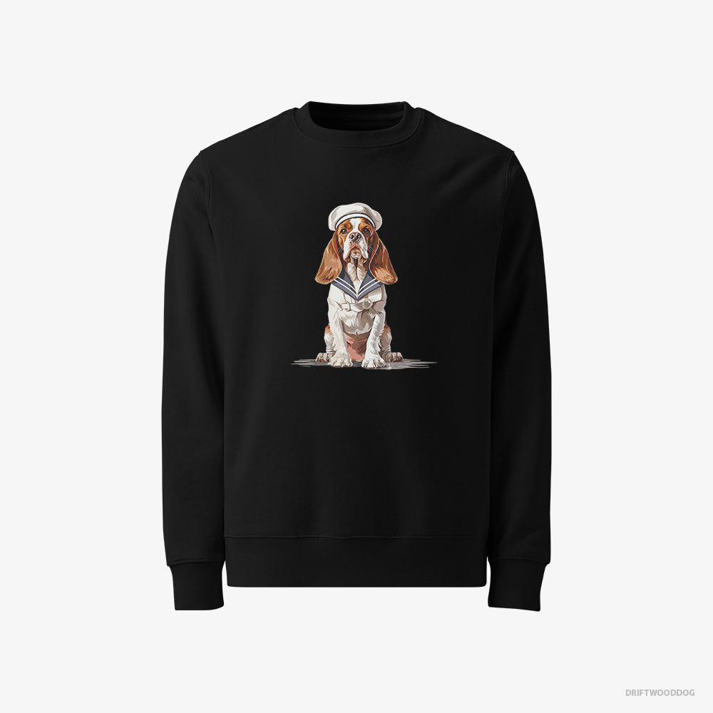 Beagle Sweatshirt – Men Black Sweatshirt Classic – Dressed as a Sailor (on White Background)