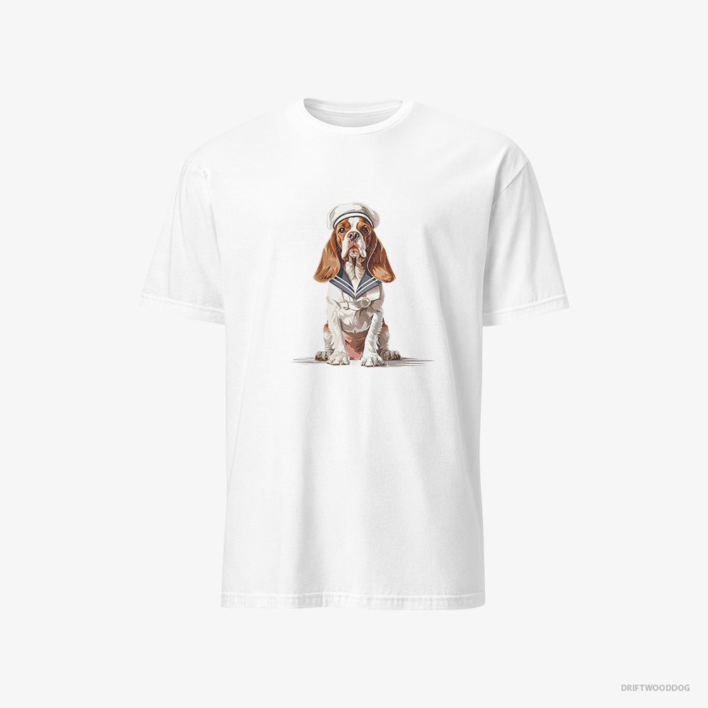 Beagle T-Shirt – Men White T-Shirt Classic – Dressed as a Sailor (on White Background)