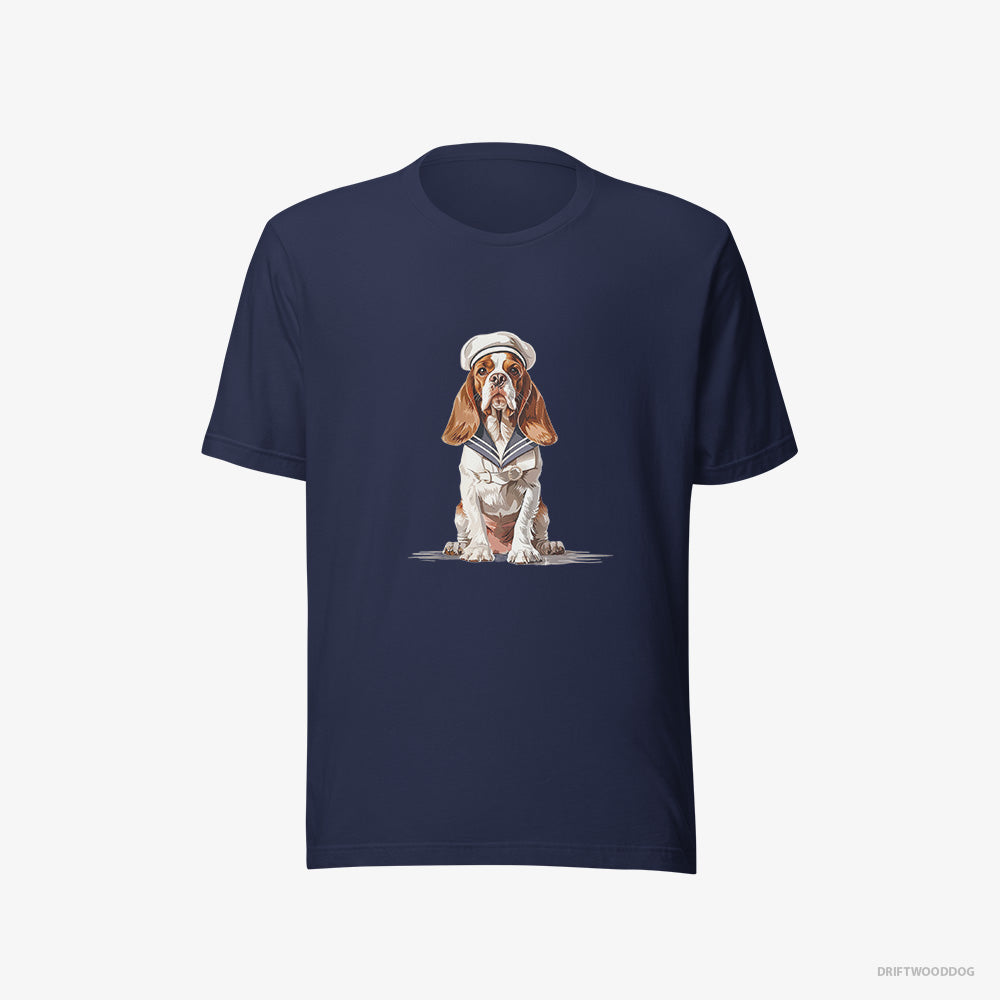 Beagle T-Shirt – Women Navy T-Shirt Eco-Friendly – Dressed as a Sailor (on White Background)