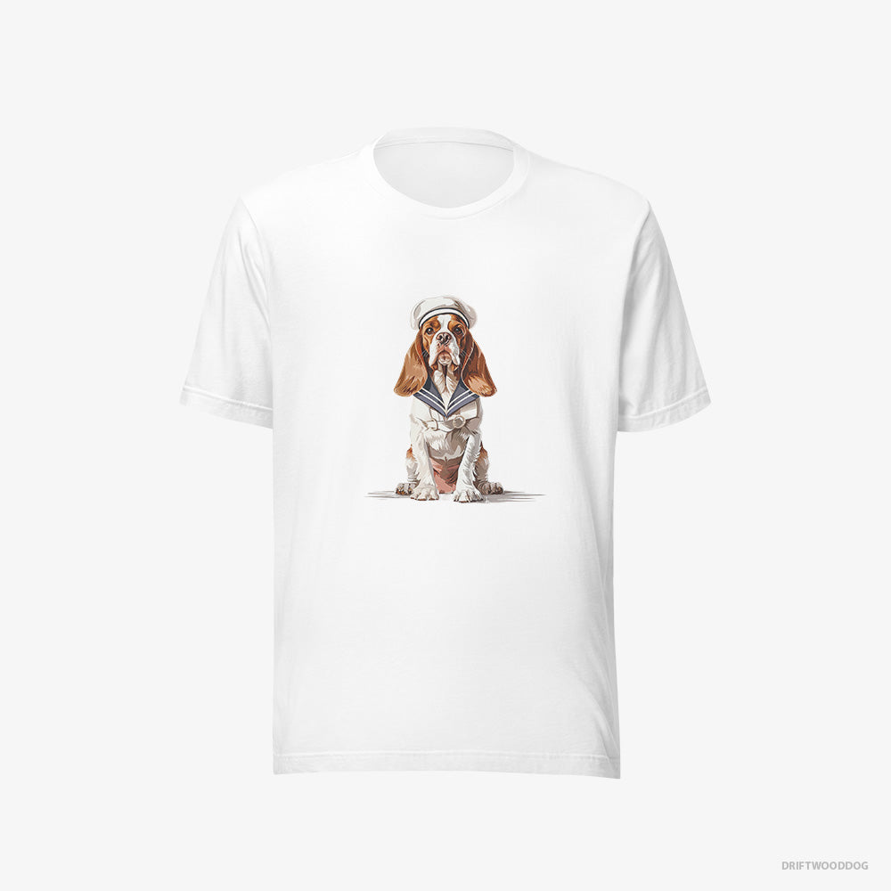 Beagle T-Shirt – Men White T-Shirt Eco-Friendly – Dressed as a Sailor (on White Background)