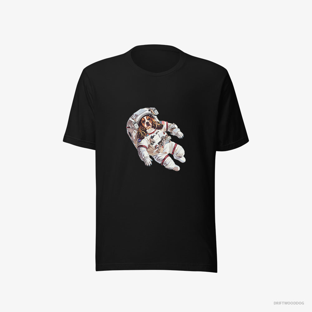 Beagle T-Shirt – Women Black T-Shirt Eco-Friendly – Lost in the Universe (on White Background)