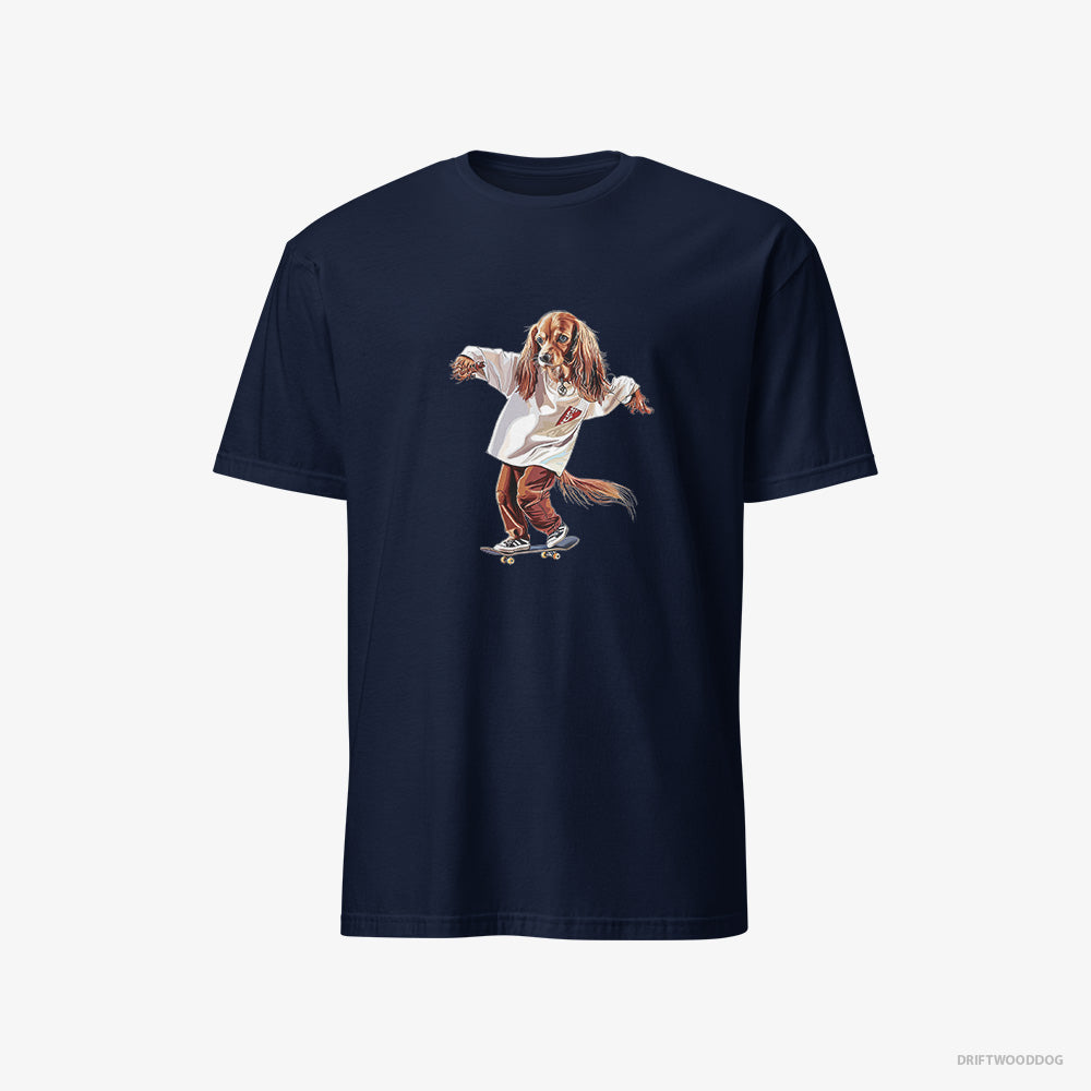 Beagle T-Shirt – Men Navy T-Shirt Classic – Cruising on a Skateboard (on White Background)