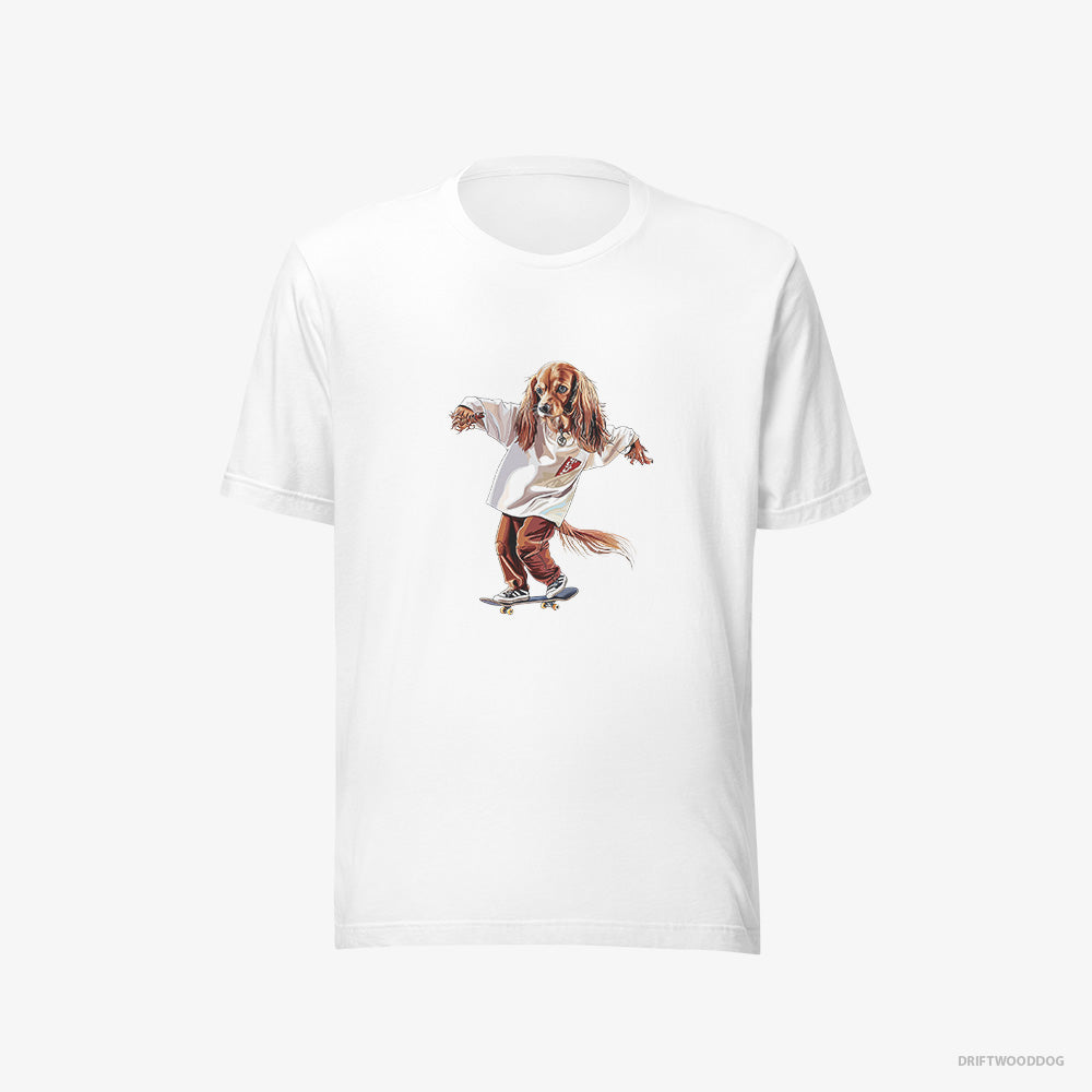 Beagle T-Shirt – Men White T-Shirt Eco-Friendly – Cruising on a Skateboard (on White Background)