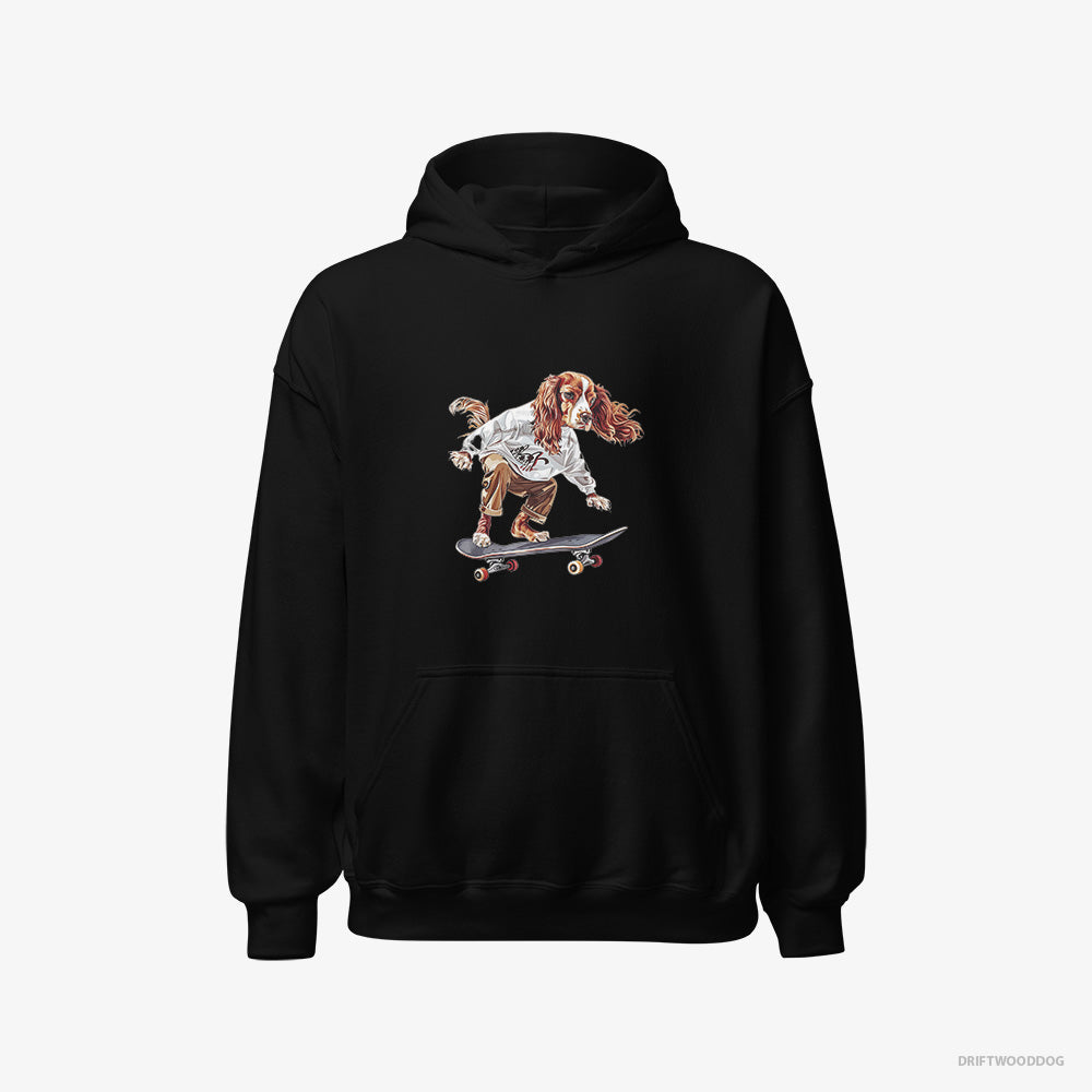 Beagle Hoodie – Men Black Hoodie Classic – Doing a Skateboard Flip (on White Background)