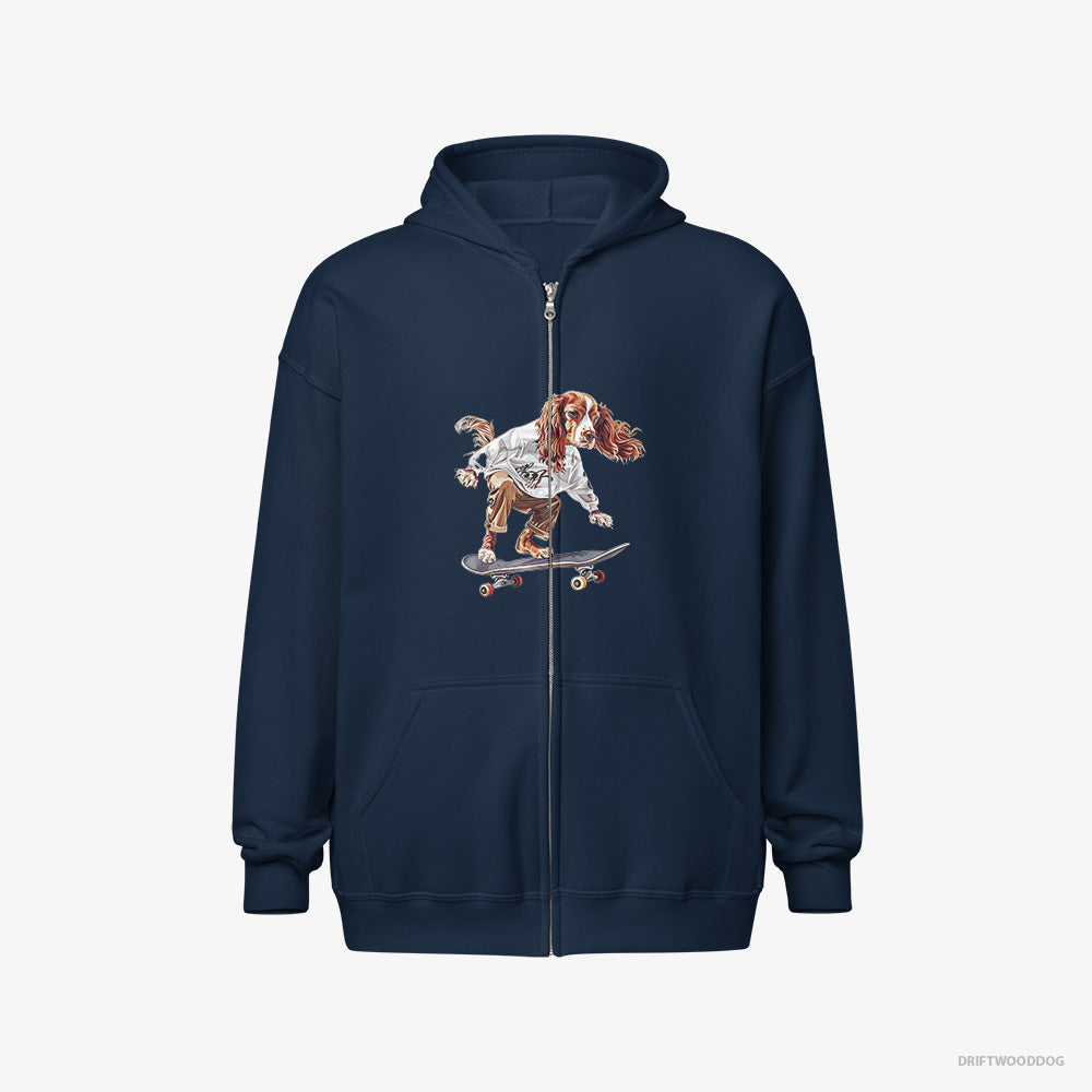 Beagle Doing a Skateboard Flip – Women's Hoodie Navy Full-Zip – Full-Zip