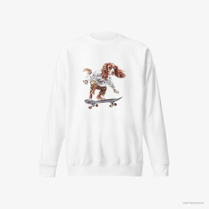 Beagle Doing a Skateboard Flip White Sweatshirt