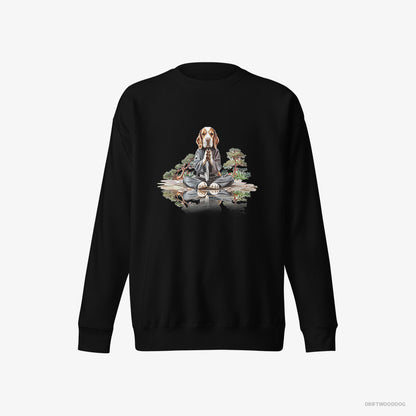 Beagle Meditating in a Peaceful Japanese Garden Black Sweatshirt