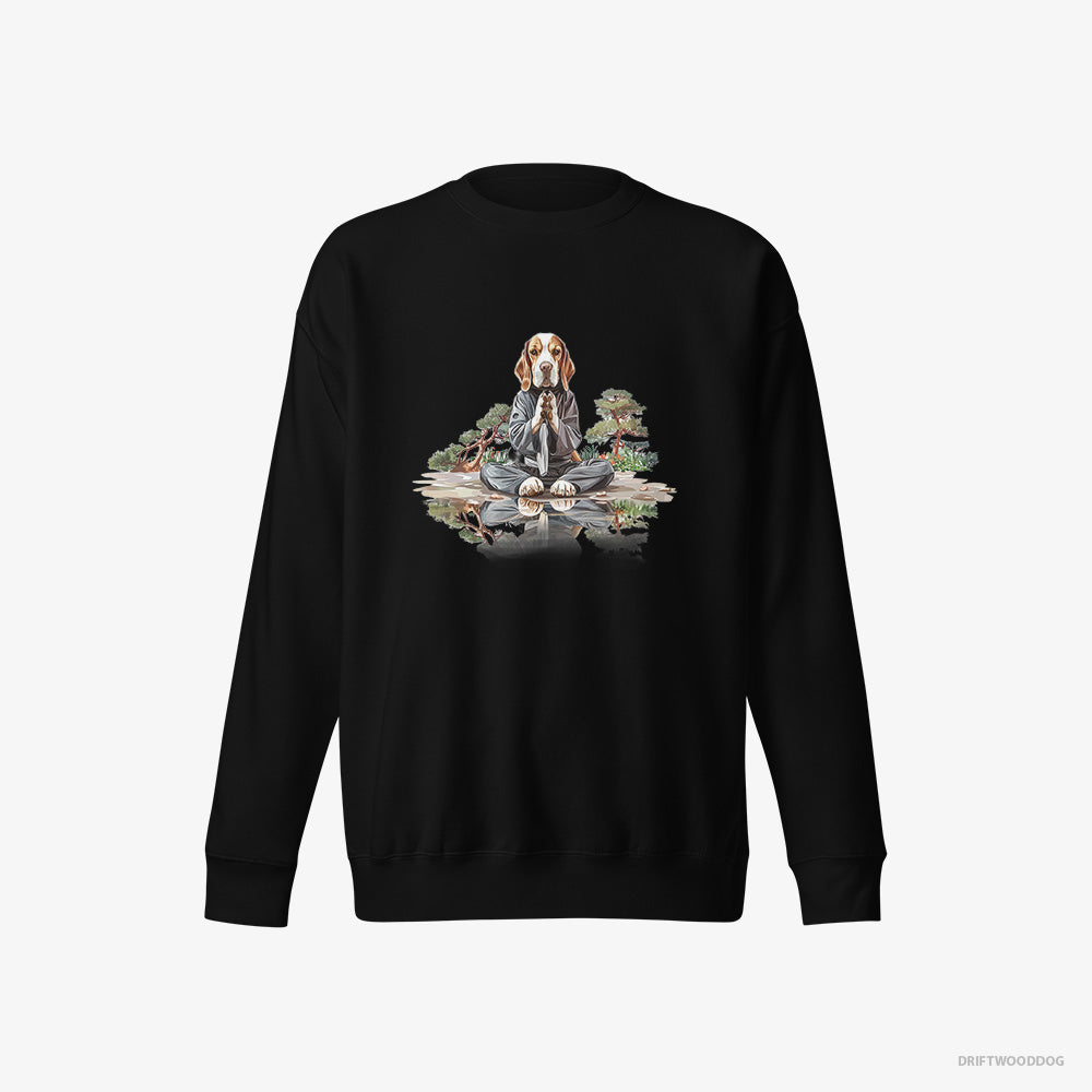 Beagle Meditating in a Peaceful Japanese Garden – Men's Sweatshirt Black Eco – Eco-Friendly