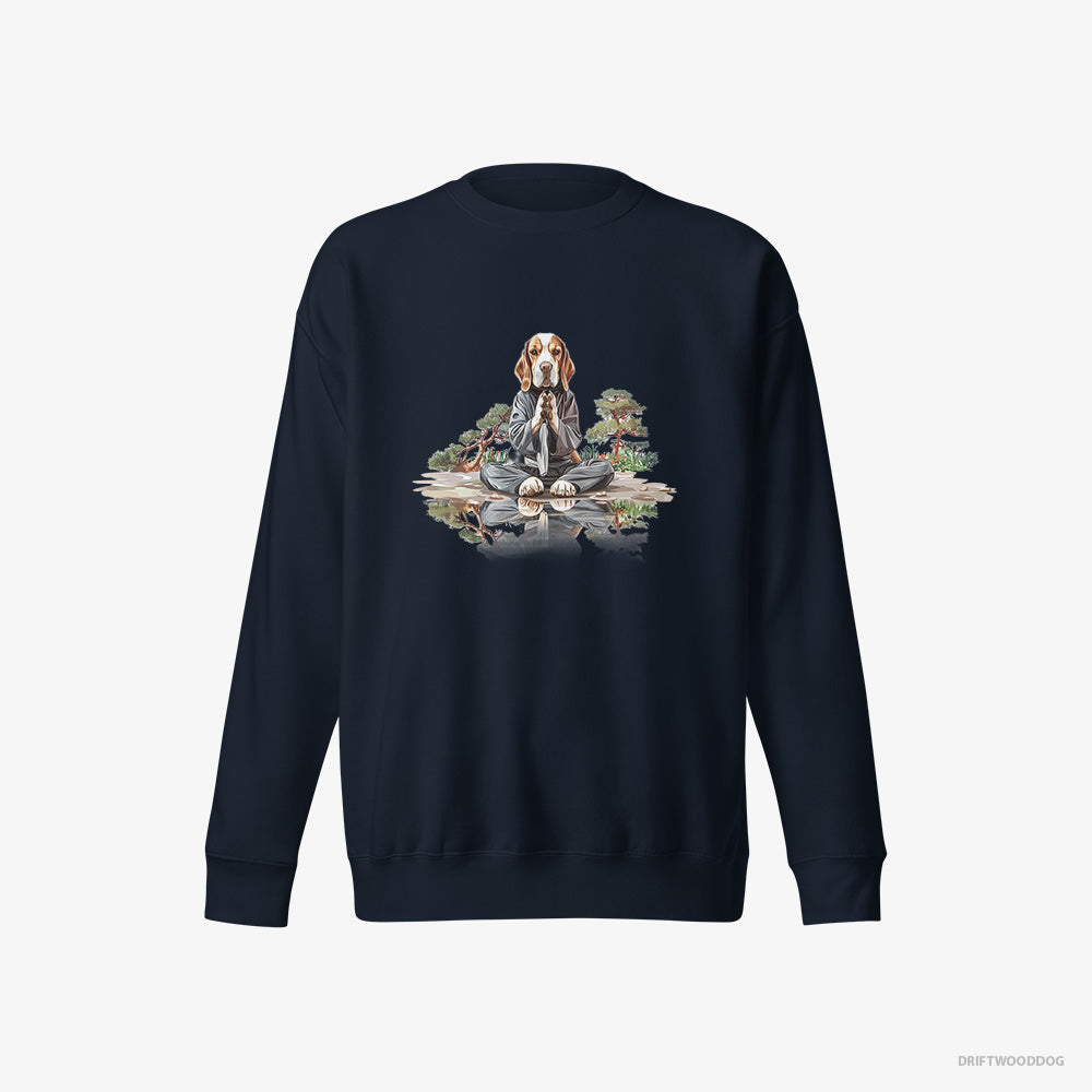 Beagle Meditating in a Peaceful Japanese Garden – Women's Sweatshirt Navy Eco – Eco-Friendly