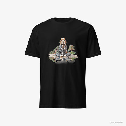 Beagle Meditating in a Peaceful Japanese Garden Black T-Shirt