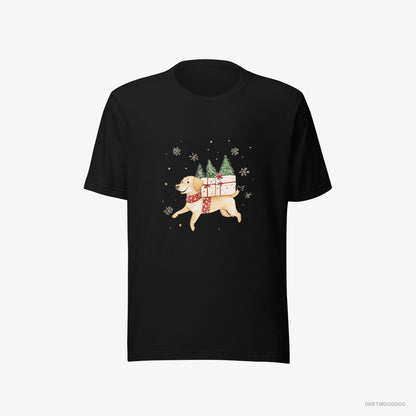 Labrador Retriever Running with Christmas Gifts and Treats Black T-Shirt