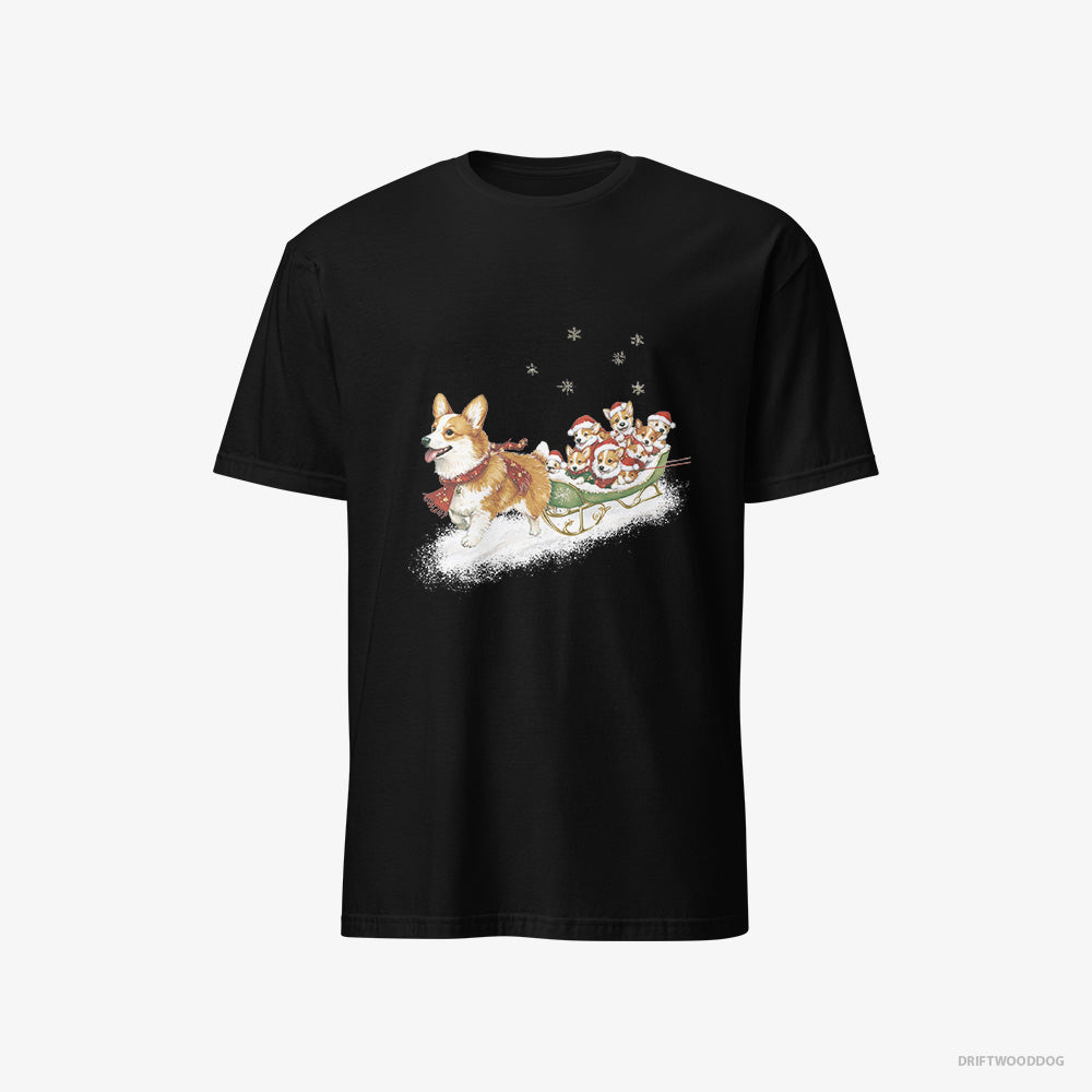 Corgi Riding a Sled with Puppies Classic T-Shirt