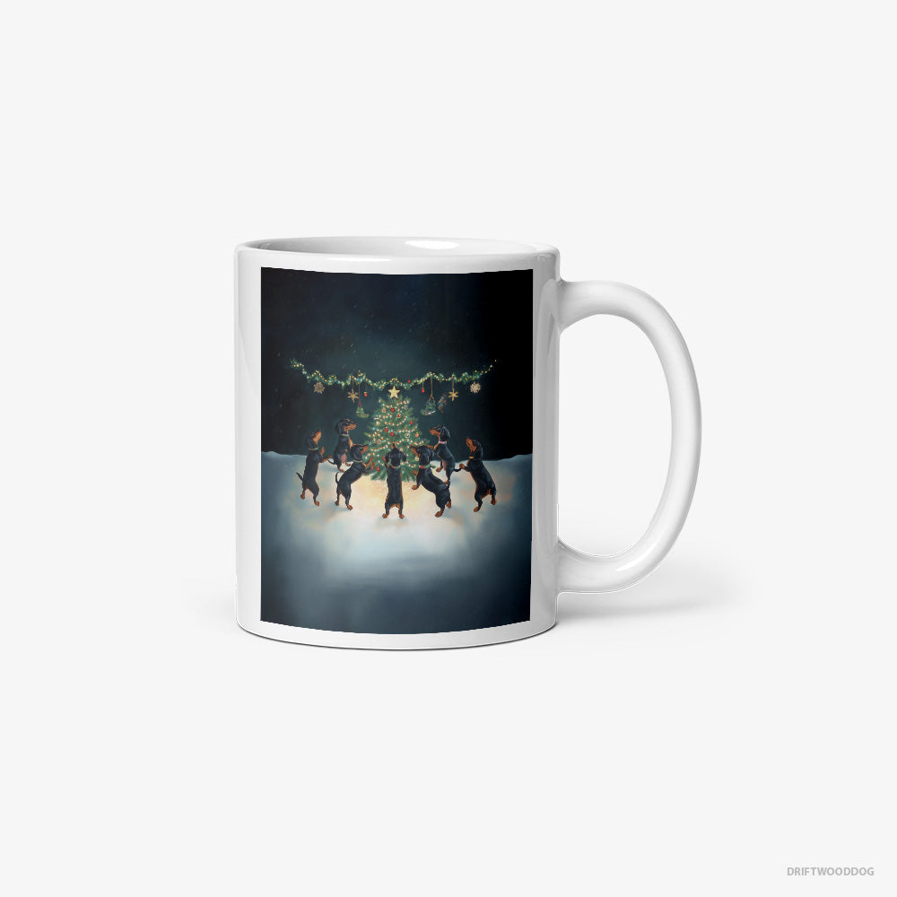 Dachshund Puppies Dancing around Christmas Tree Classic Mug