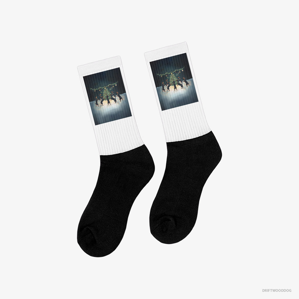 Dachshund Puppies Dancing around Christmas Tree Classic Socks