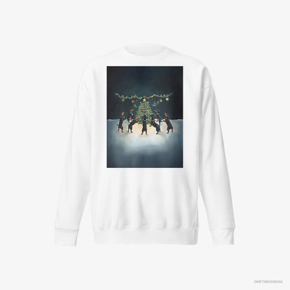 Dachshund Puppies Dancing around Christmas Tree White Sweatshirt