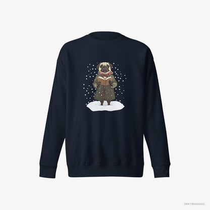 Pug Singing Christmas Carols Navy Sweatshirt