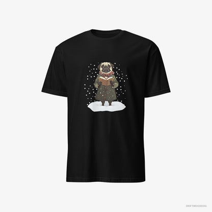 Pug Singing Christmas Carols Black T-Shirt