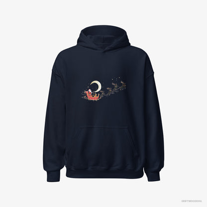 Dachshund Reindeers Pulling Santa on a Sleigh Navy Hoodie