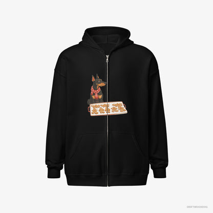 Dobermann Making Festive Christmas Cookies Black Hoodie