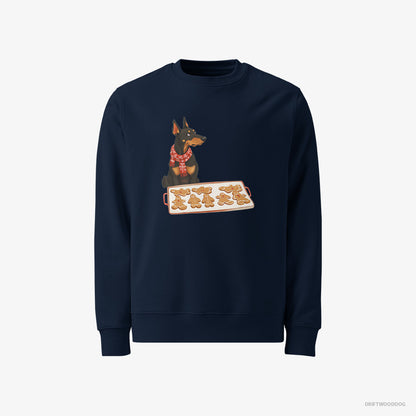 Dobermann Making Festive Christmas Cookies Navy Sweatshirt