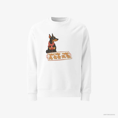 Dobermann Making Festive Christmas Cookies White Sweatshirt