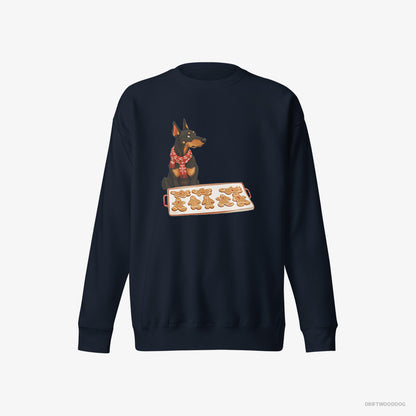 Dobermann Making Festive Christmas Cookies Navy Sweatshirt