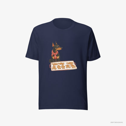 Dobermann Making Festive Christmas Cookies Navy T-Shirt