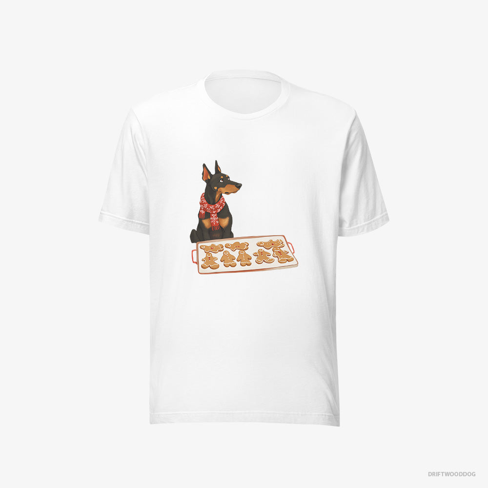 Cute Dobermann Making Festive Christmas Cookies – Men's T-Shirt White Eco – Eco-Friendly