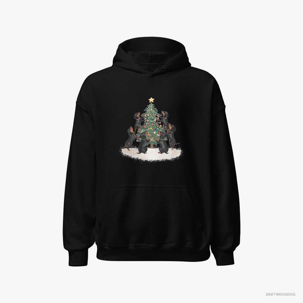 Black Dachshund Puppies Decorating Christmas Tree – Women's Hoodie Black – Classic