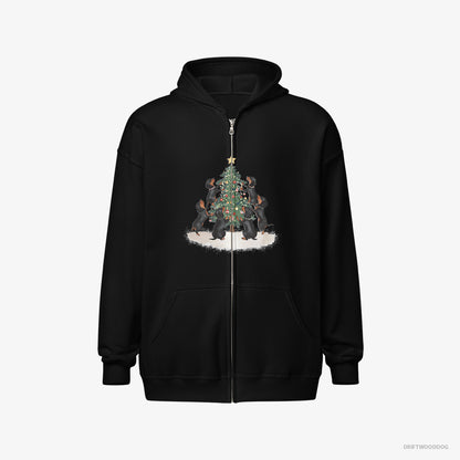 Dachshund Puppies Decorating Christmas Tree Black Hoodie