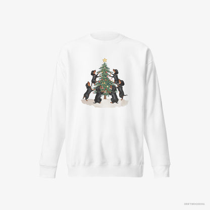 Dachshund Puppies Decorating Christmas Tree White Sweatshirt